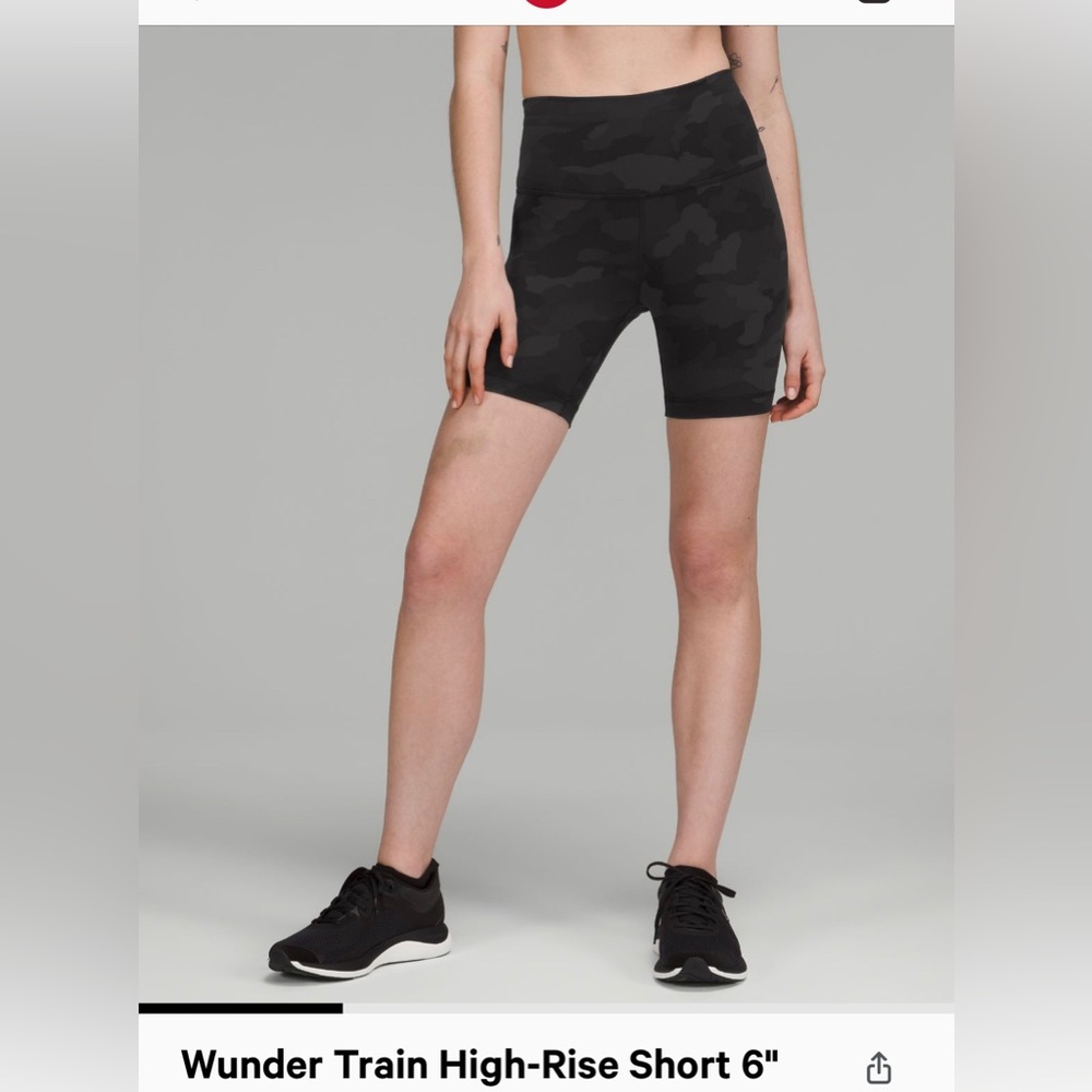 Lululemon Wunderunder 6” size 6 biker shorts in camo print